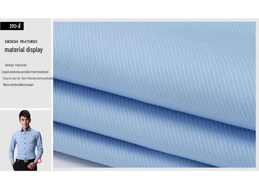 Herren Bügelfreies Slim Fit Langarm Arbeitshemd – Weiß Kleiner Kragen, Business Formal Koreanischer Stil