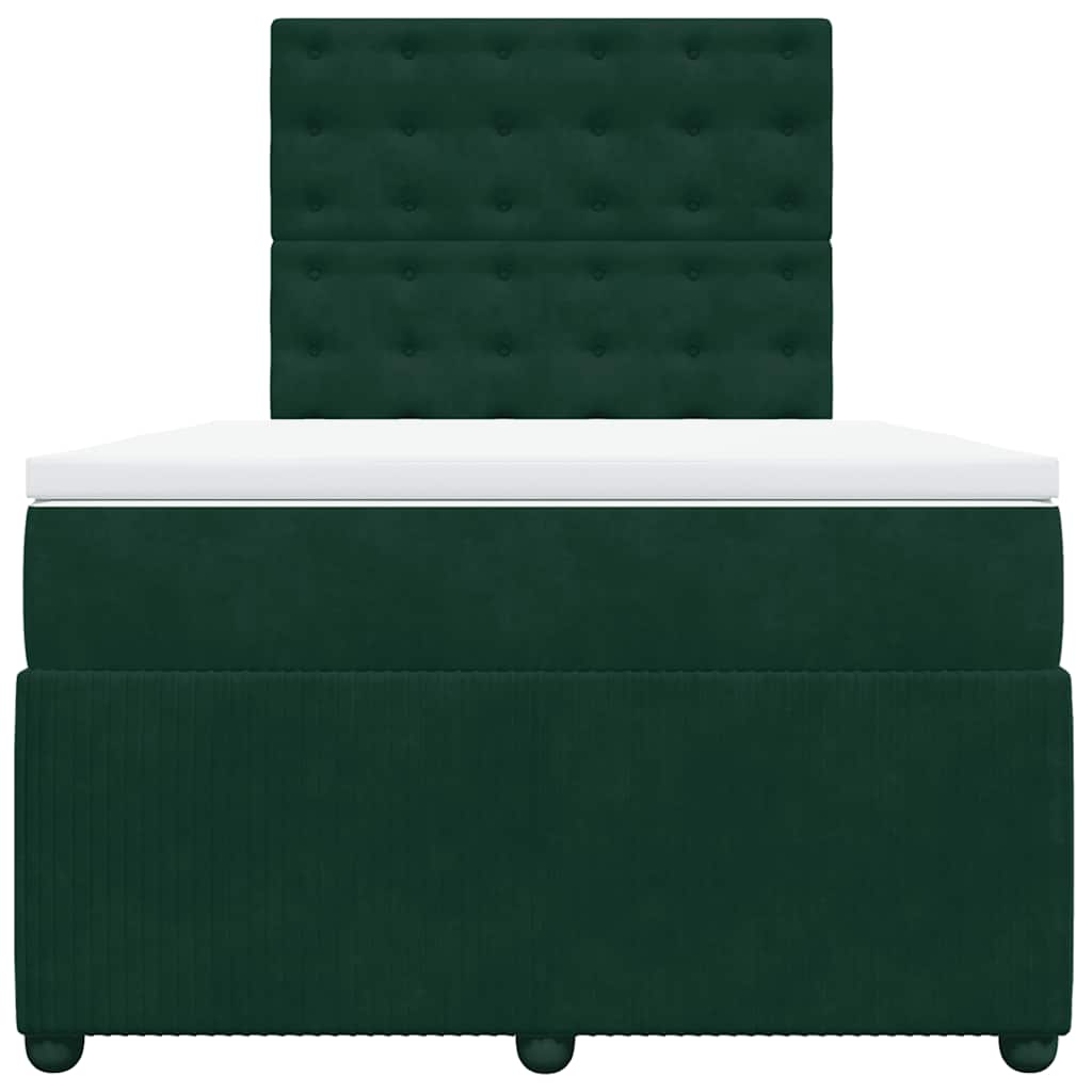 Box Spring Bed with Mattress Dark Green 120 x 200 cm Velvet