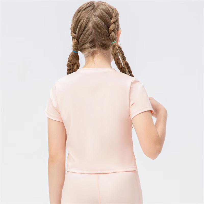 Dziecięcy nylonowy top z krótkim rękawem, przyjazny dla skóry, do jogi i biegania