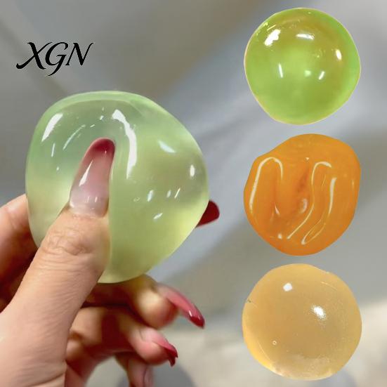 Office Stress Reliever Green Grape Squeeze Toy Anxiety Relief DIY Shapeable Coconut Oil Ball Portable Soft Stretchy Moldable Transparent
