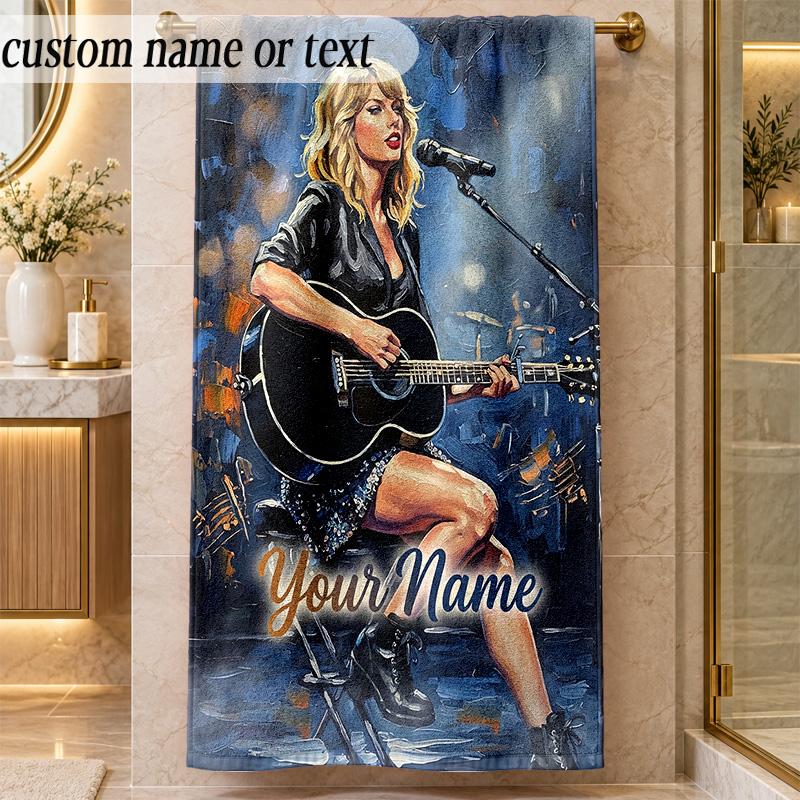 Beach TowelTaylor Swift Custom Name Text Personalized Soft Towel for Beach Pool Indoor Home Decor Gift