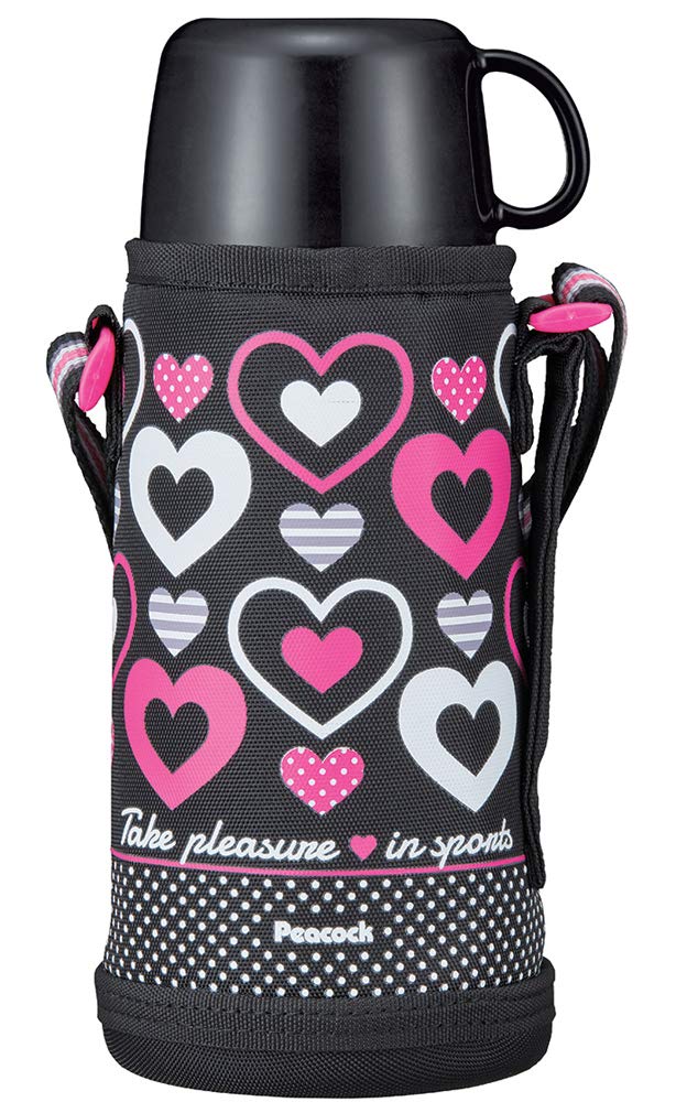 The-peacock Thermos Industry (The-peacock) Peacock Water Bottle Mug Bottle Pink Black 0.8L Stainless Steel Bottle 2-Way Type (Cup & Straight Type)
