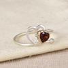 Heart Garnet Ring, January Birthstone Silver Ring, Unique Gift for Love, Girlfriend, Wife.