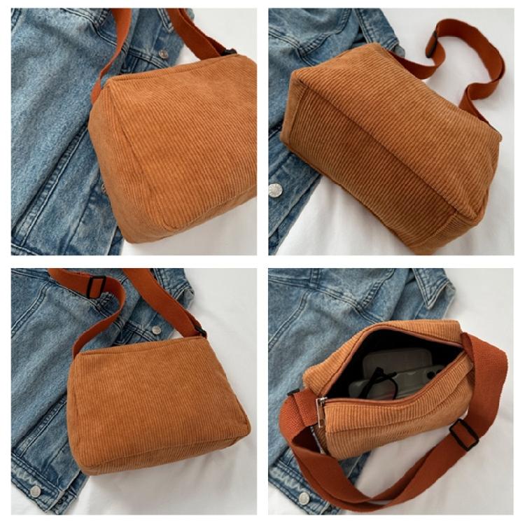 Contemporary Corduroy Sling Bag for Ladies Versatile Shoulder Bags with Zipper