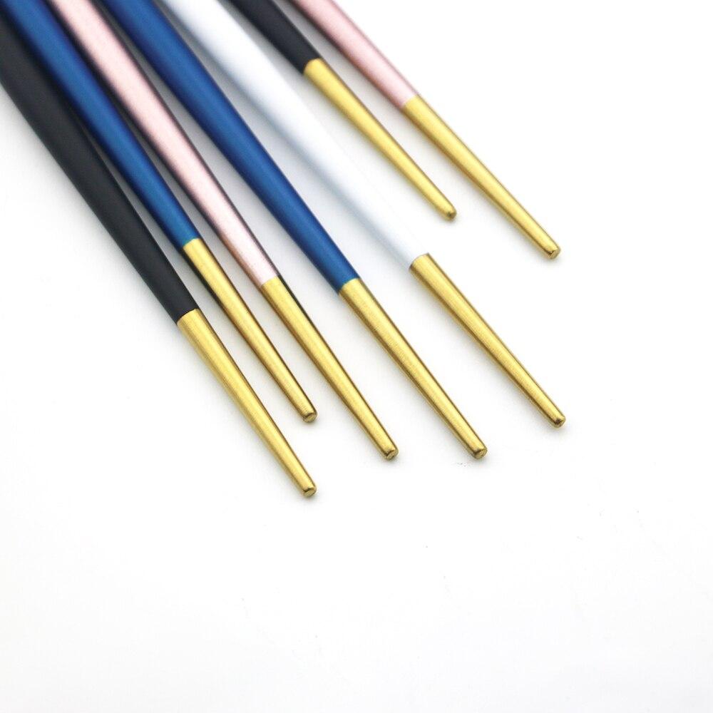 1Pair Reusable Chopsticks Metal Colorful Chopsticks Anti-scalding Tableware 304 Stainless Steel Dinnerware Sushi Food Chopsticks