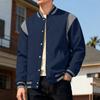 Men's Casual Baseball Jacket with Color Block, Stand Collar and