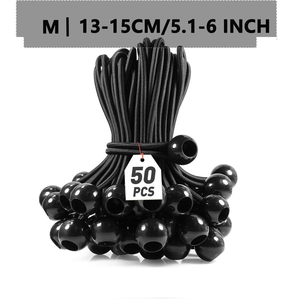 Ball Bungee Cords 4/6/9 Inch,50 Pcs Tarp Ball Bungee Ties Heavy Duty Canopy Tie Downs For Camping,Tent Poles With Uv Resistant