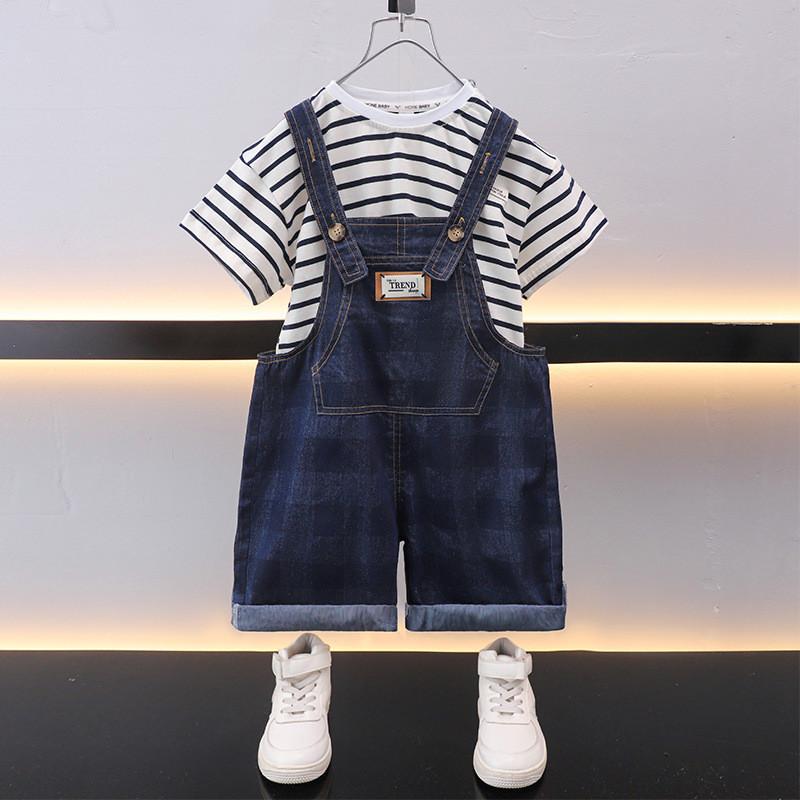 

Модный легкий летний комплект одежды для детей от 3 до 8 лет, включающий комбинезон в полоску StyleG