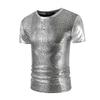 Men's Shiny Metallic Shirts T-shirt Short Sleeve Crew Neck Nightclub Club Party Stage Performance Tee Tops