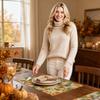 Thanksgiving Holiday Table Placemat Pumpkin and Maple Leaf Pattern Printed Dining Mat 45x30cm for Seasonal Table Decoration