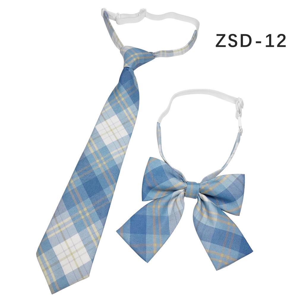 Unisex JK Collar Plaid Bowknot Flower Set - Polyester Cotton Student Uniform Accessory