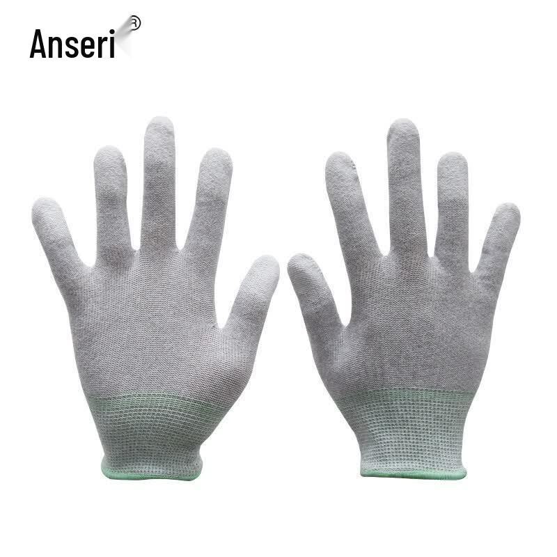 Ansai Rui Carbon Fiber Anti-static PU Coated Work Gloves (10-Pair Pack) M