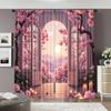 2pcs   spring summer Curtains Spring Flowers Romantic Scenery Prints Light Filtering Curtains Versatile Polyester Fabric Festive