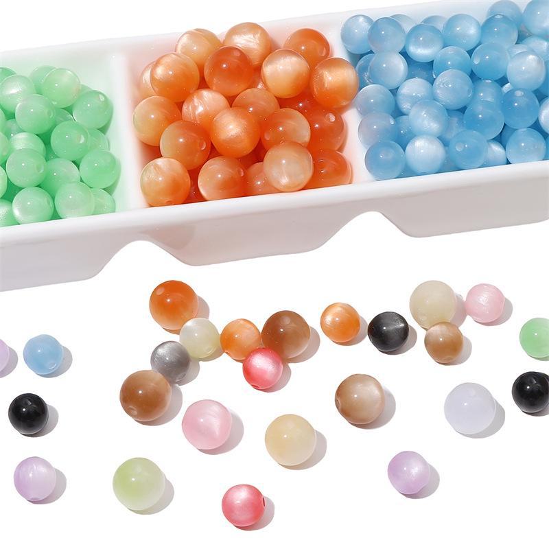 Resin Cat's Eye Beads for DIY Jewelry: Round Loose Beads for Bracelets and Necklaces