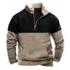 Men's Vintage High Neck Top Half Zip Sports Long Sleeve Sweater