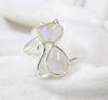 Moonstone Gemstone Cat Ring, Solid 925 Sterling Silver Ring, Silver Charm Jewelry, Unique Gift, Handmade Jewelry