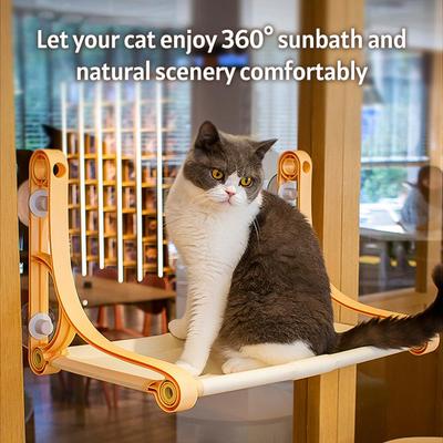 Percha para ventana de gato, hamaca para ventana, estante de descanso para gatos, asiento soleado de 360 grados para gatos, ventosas montadas