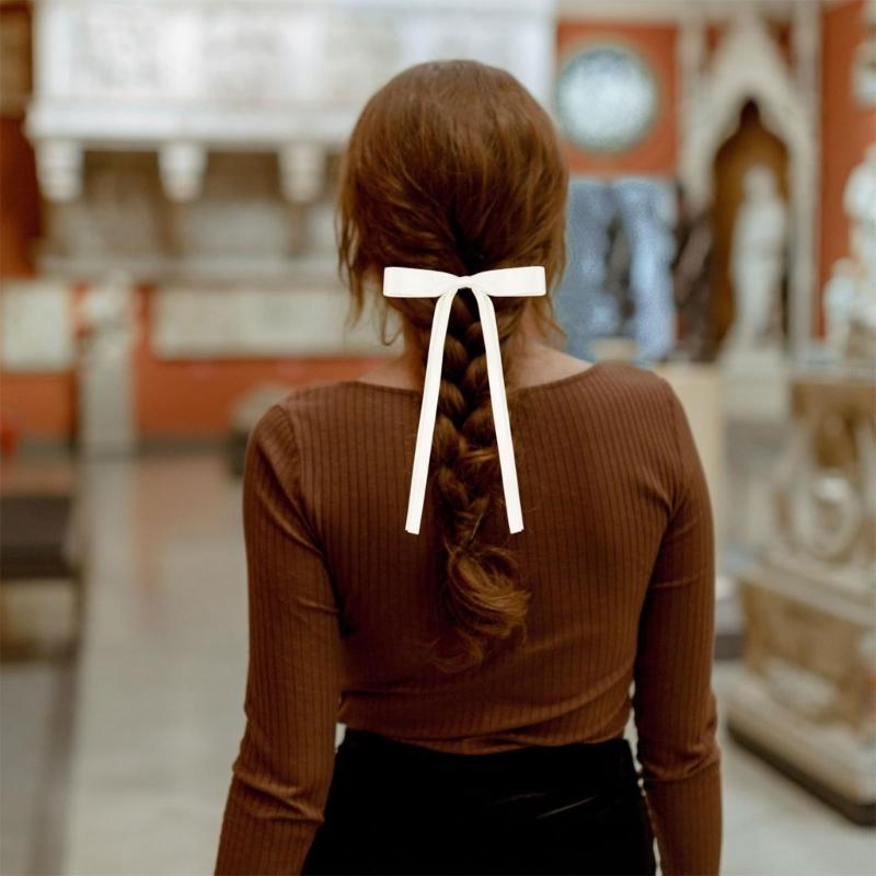10PCS Soft Polyester Hair Barrettes Double Ribbon Bows Design Nonslip Duckbills Clip For Daily Use And Sports