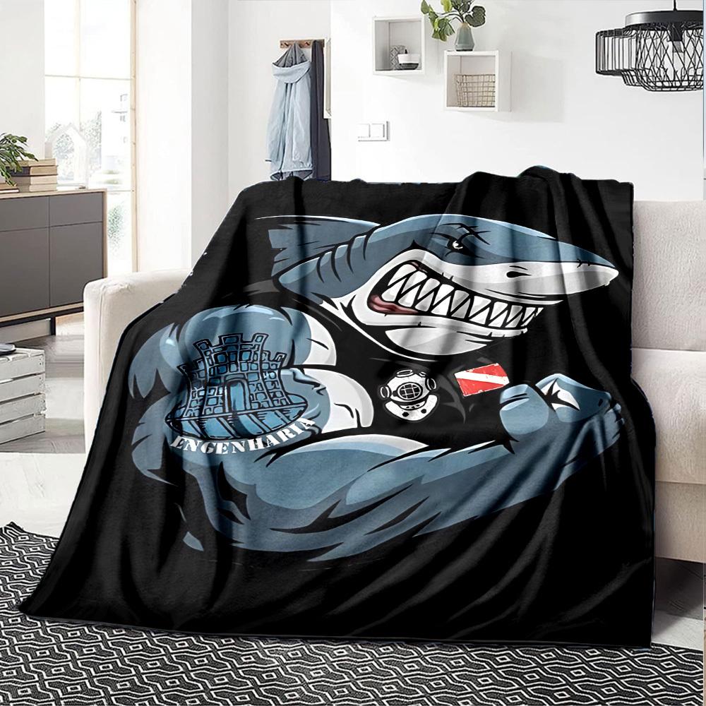 1pc SHARK DIVER Throw Blanket Soft Flannel, Cozy All Season Polyester Perfect for Home, Office