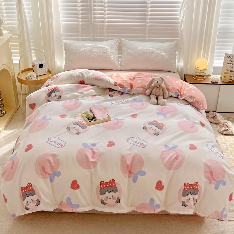 Soft 100% Cotton Duvet Cover Sets Cartoon Kids Durable Single Bed Duvet Cover and Pillowcases Set for Adults