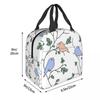 Vintage Bird And Botanical Branch Insulated Lunch Bag for Kid School Cooler Thermal Food Box Tote Portable Lunch Boxes Container
