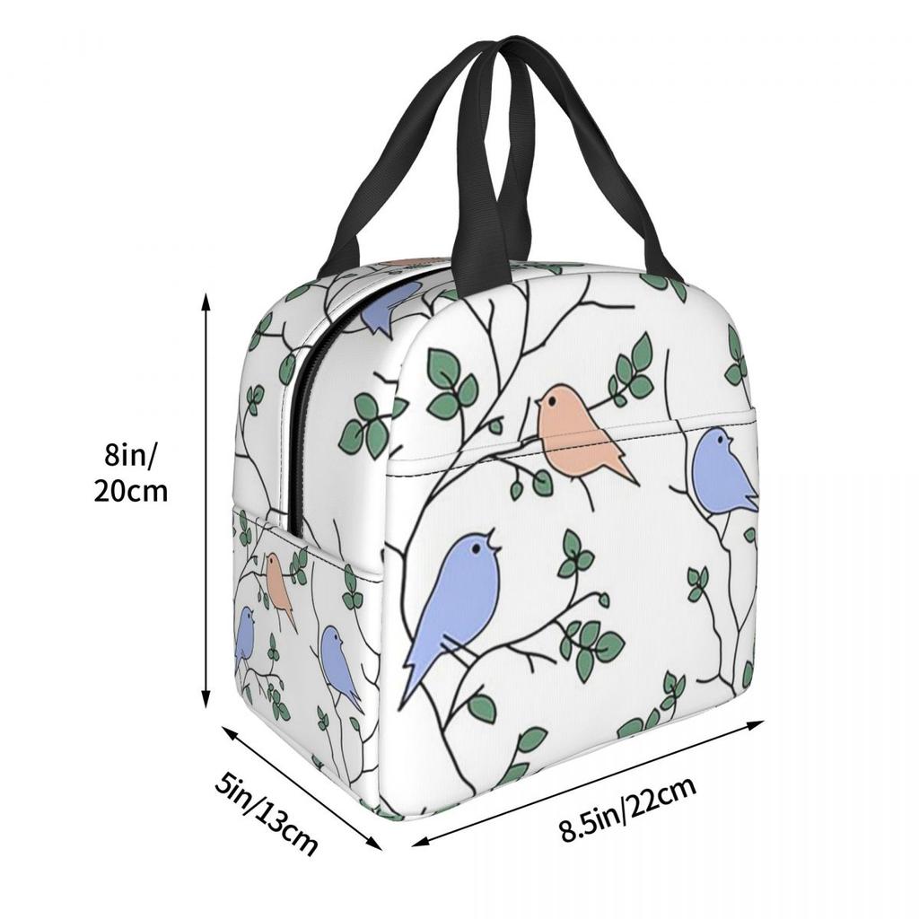Vintage Bird And Botanical Branch Insulated Lunch Bag for Kid School Cooler Thermal Food Box Tote Portable Lunch Boxes Container