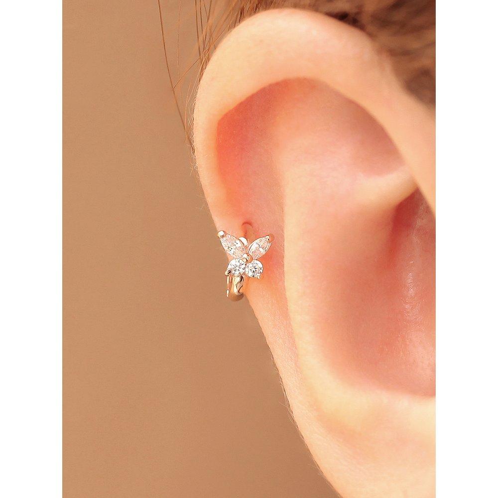 14K Mini Cubic Butterfly One-Touch Ring Piercing Earrings