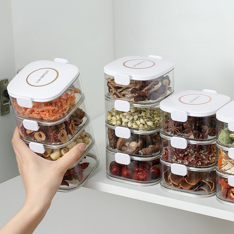 Spice Storage Box, Onion, Ginger, Garlic Fresh-keeping Box, Kitchen Seasoning Sealed Jar, Food Grade Small Material Packing Box, Sealed Jar.