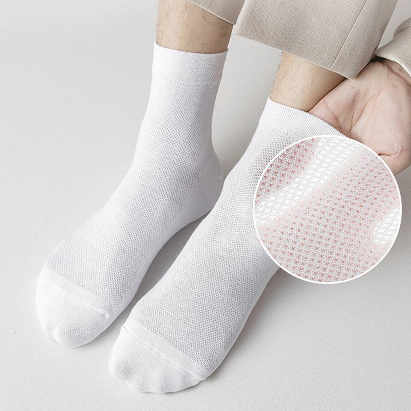 10 Pairs Men's Plus Size Mid-tube Socks European Size 43-48 Mesh Casual Sports Socks Big Foot Design