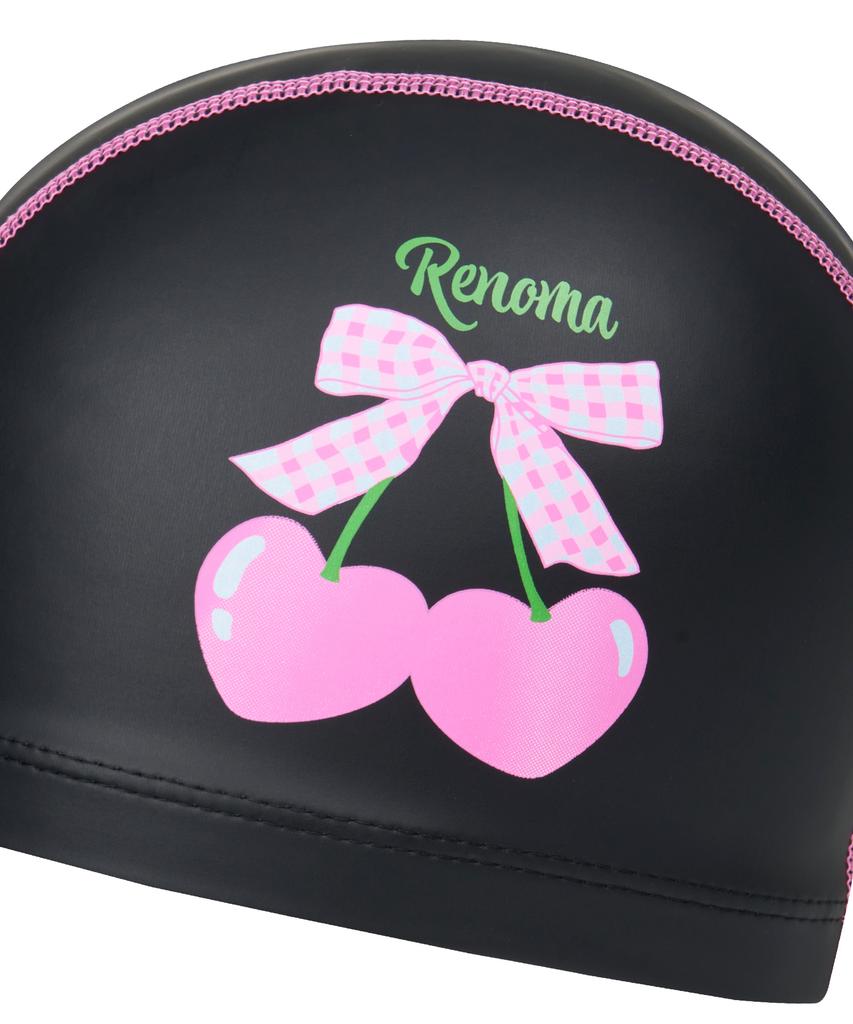 Lenomasuyeongbog Kids' Heart Cherry Pu Swim Cap Black Ro-Rc2E057-Bk