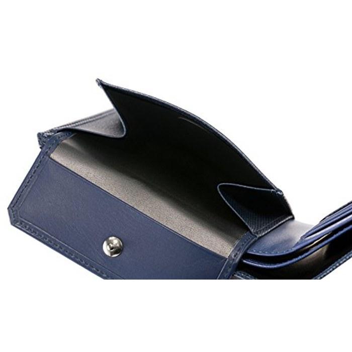 [Kipris] Trilogy Bi-fold Wallet with Coin Purse, Leather, Navy x Blue, 8531