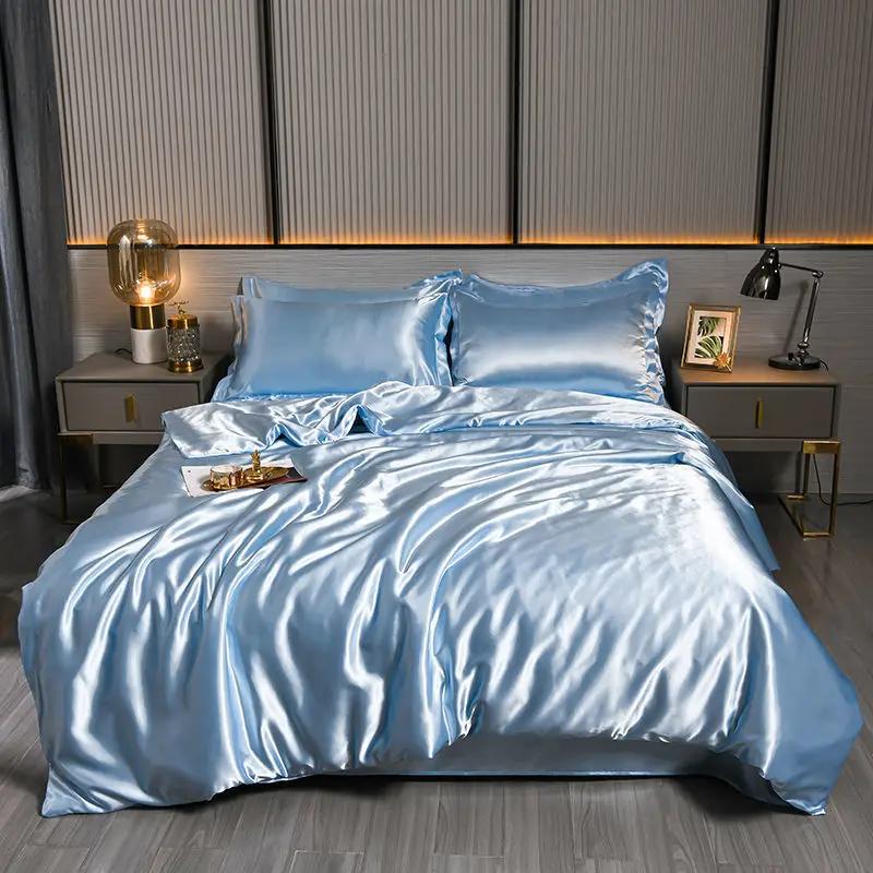 Luxus 100% Seidenbettwäsche-Set mit Bettbezug-Set Doppel- King- Queen-Size Bettwäschebezug-Set 4-teilig Bettdecke Bettwäsche-Sets