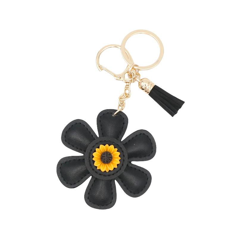 Creative Sunflower Bag Charm Keychain Pu Leather Pendant Keyring Sweet Charm Flower Hanging Bag Backpack Deco Accessory Gift