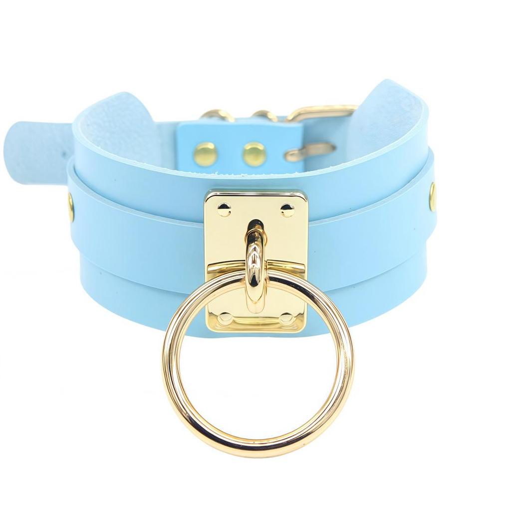 Harajuku Punk PU Leather O-Ring Choker Collar Necklace