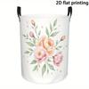 Laundry Hamper, Elegant Floral Hand-Painted Pattern, Polyester, Storage Basket, Portable Foldable, Multi-Purpose Storage Basket, Large Capacity Storag