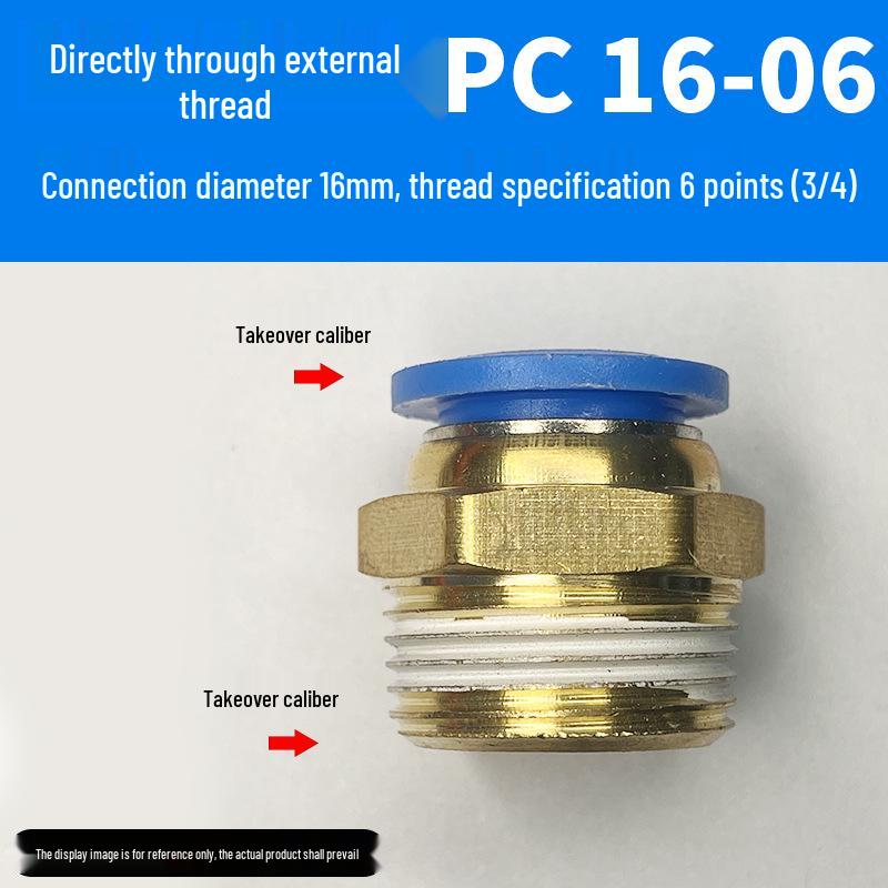 Luftröhre Pneumatischer Schnellverbinder PC8-02, Kupfer Außengewinde, Gerader Schnellsteckverbinder PC10-03/12-04.