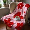 Pink Base Maroon Sketch Floral Cartoon Anime Print Flannel Blanket Soft Warm Throw for Kids Bedroom Sofa Christmas Office Car