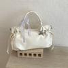 Brand Bow Lace Tote Bag Women Large Capacity Star Charm Handbag Soft Leather Drawstring Shoulder Bag Korean Commut Bucket Bag