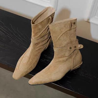 Botki damskie na obcasie eleganckie z czubkiem w szpic 2025 moda zimowa botki Chelsea nowy trend niskie obcasy sukienka mujer botas