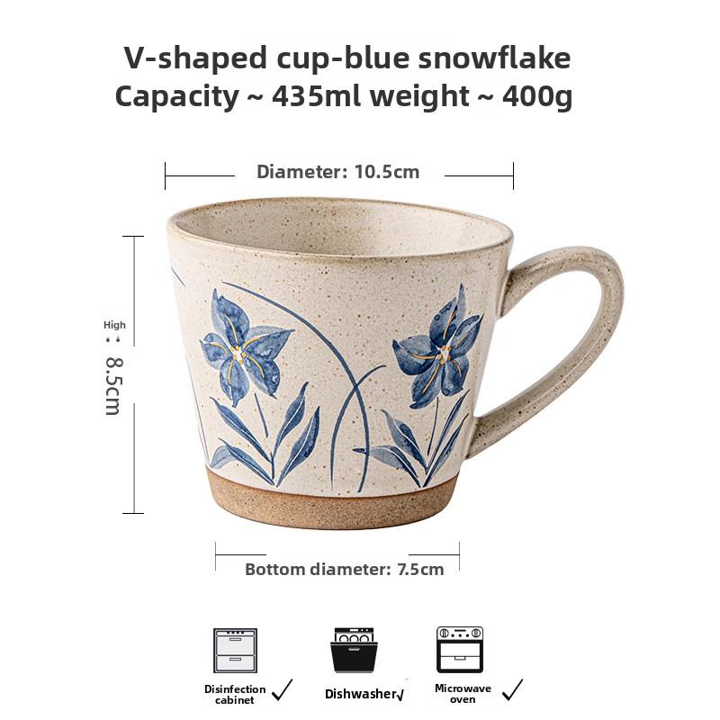 Bohemian Vintage Stoneware Coffee Mug High Aesthetic for Breakfast Office Water Home Use Artistic Ceramic Cup Gift