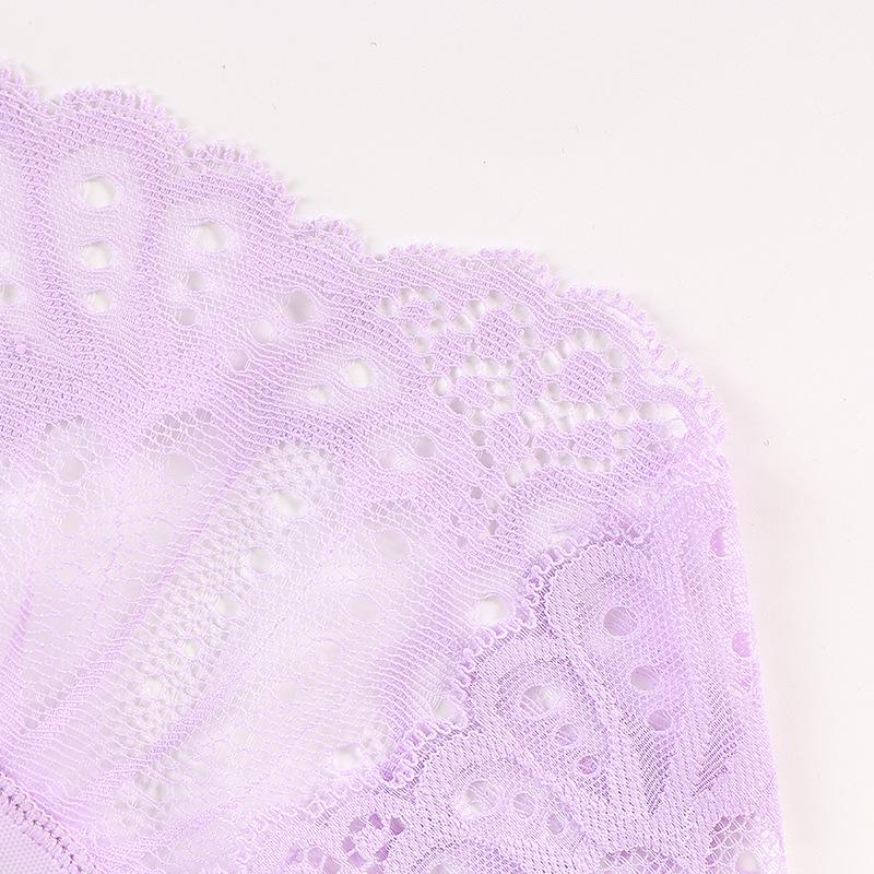 Damen Sexy Spitze Mid-Waist Transparent Panties, Nahtlos Übergröße, Reiner Baumwollzwickel, Dünner Stil Dreieck