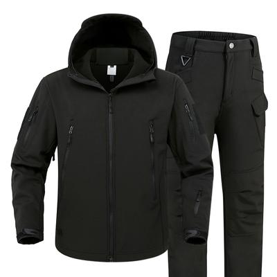 Men's Hiking Jackets Outdoor Soft Shell Suits Waterproof Camouflage Pants Tactical Hooded Fleece Coat Winter Gift Belt