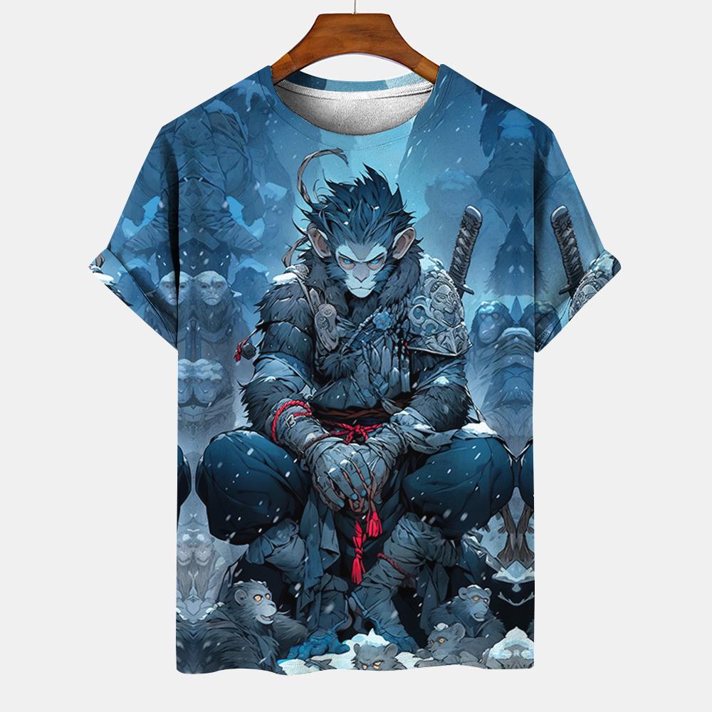 

Мужская японская футболка с рисунком животных Ukiyoe, 3D-печать 3XL