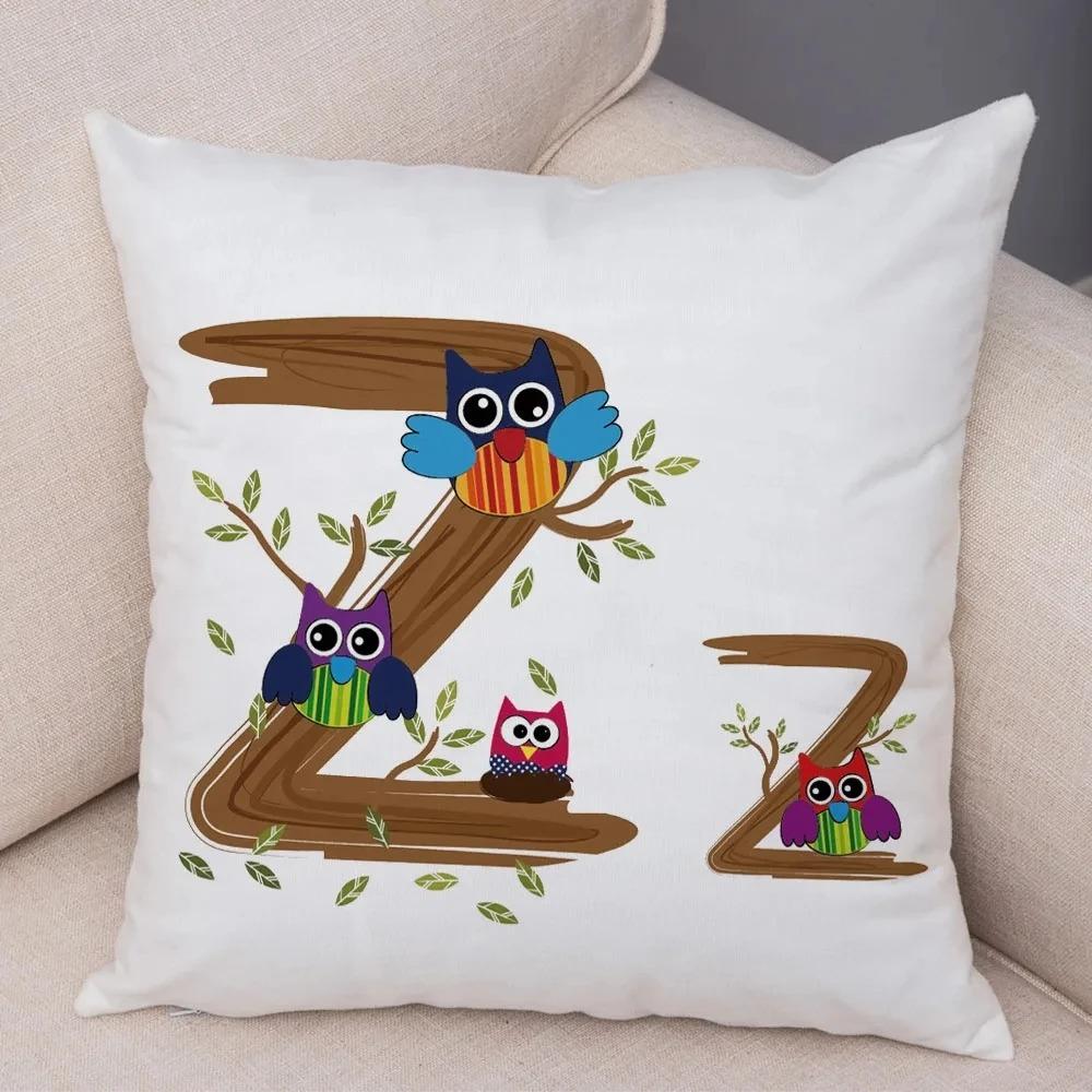 Owl Letter Decorative Pillowcase Car Ornaments Office Living Room Sofa Home Pillowcase