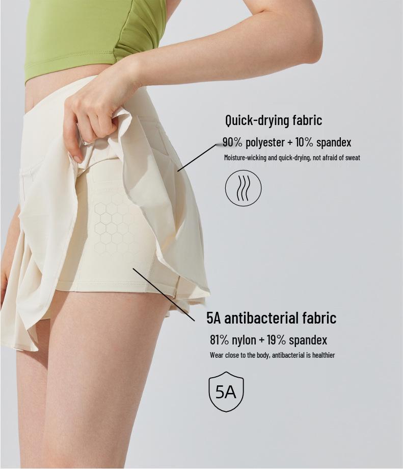 Antibacterial Pleated Athletic Skirt: Nude Feel, Quick-Dry, Anti-Exposure, Yoga, Golf, Tennis