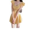 Women's One-piece Dress Girl, Small Fresh Temperament, Waist and Thin Beach Hot Spring Vacation Swimsuit Woman