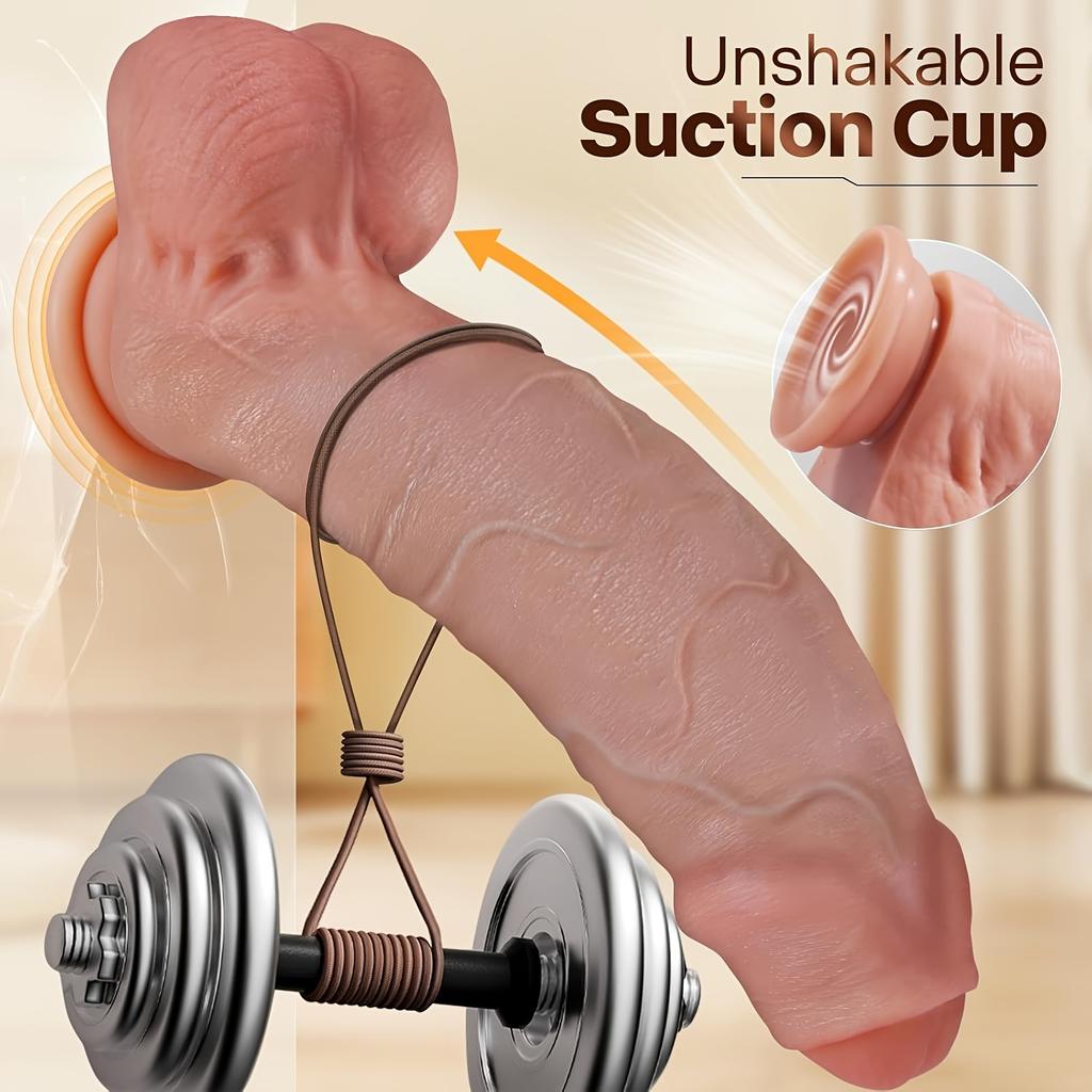 10.62-Inch Realistic Foreskin Dildo, Soft Liquid Silicone Penis with Natural Curve, Lifelike Veins, Strong Suction Cup, Anal & G-Spot Adult Toy