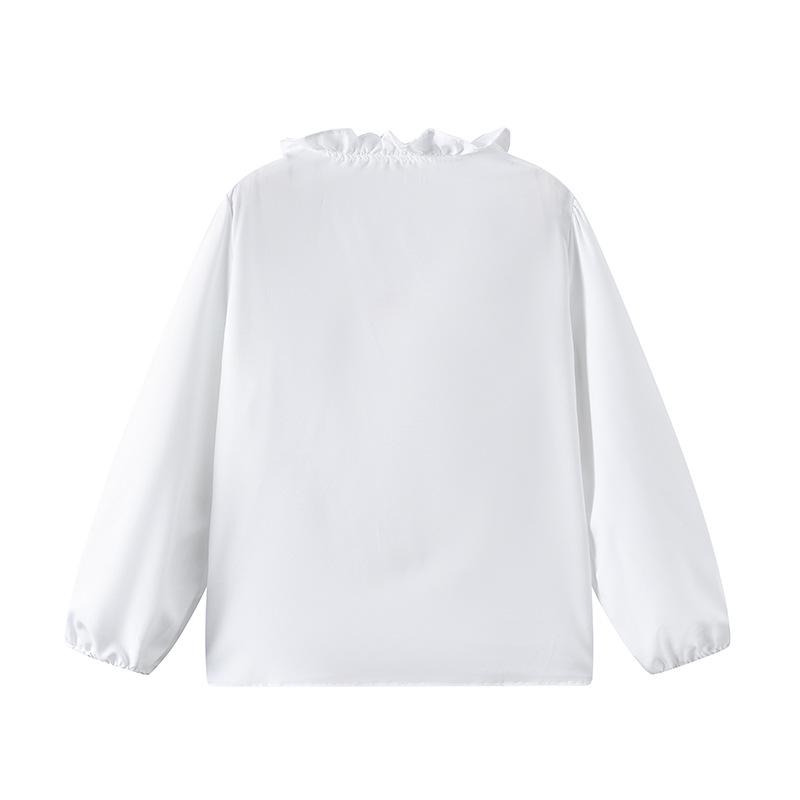 Women's Ruffle V-Neck Long-Sleeve Retro Slimming Top