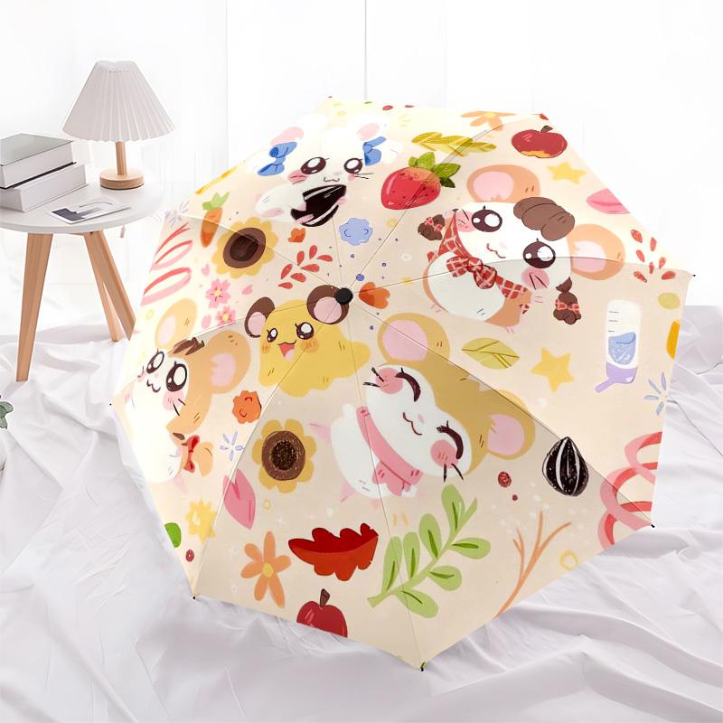 1pc Hamster Friends Adventure Umbrella with Plastic Handle,Suitable for All Seasons Home Travel Outdoor UmbrellaFP066