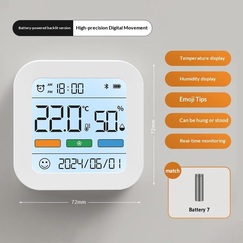 Bluetooth Digital Hygrometer Thermometer with Color Screen Large Display Indoor Temperature Humidity Monitor & Magnetic Back